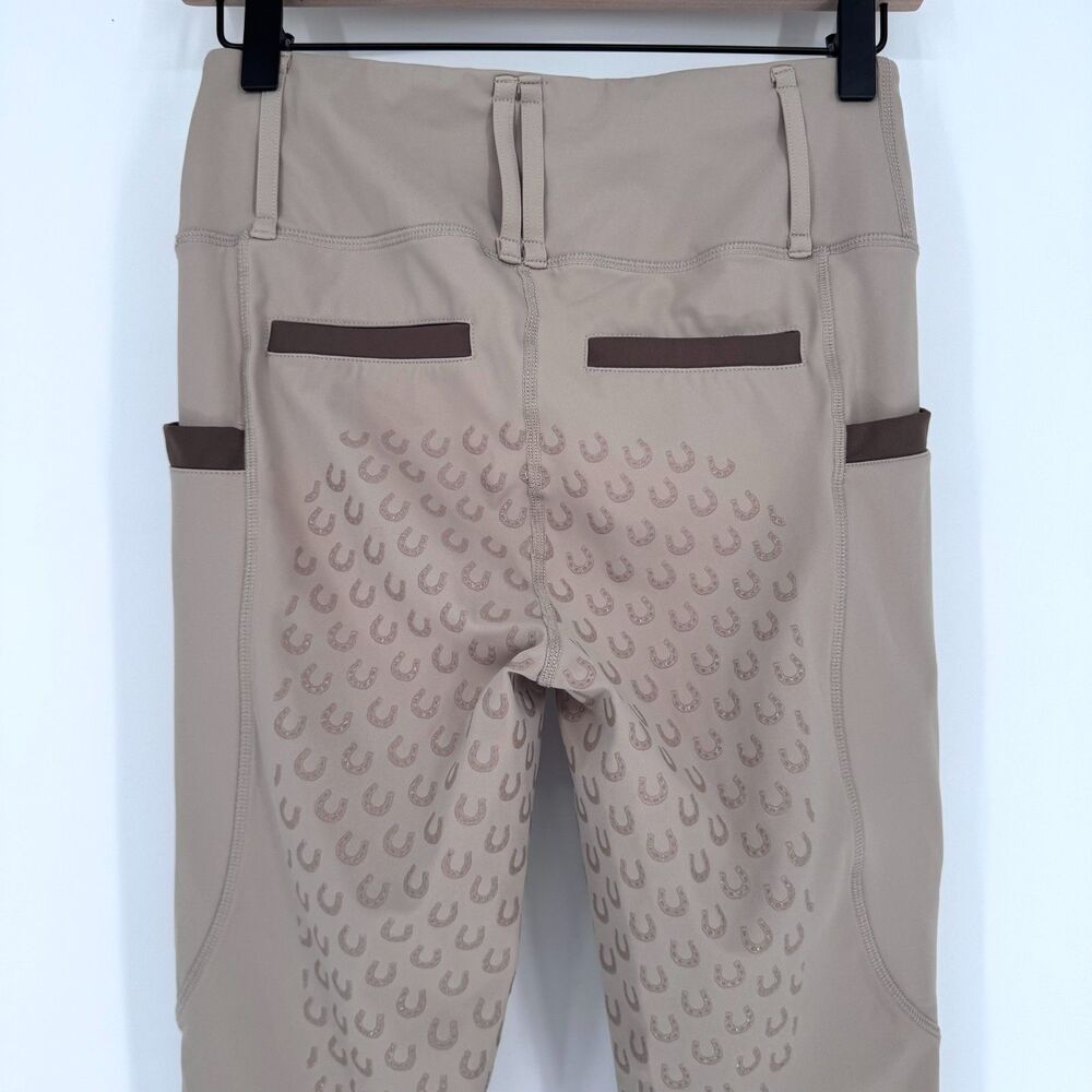 Girls FITST4 Equestrian Riding Breeches Leggings Tan Knee Grip XL - Picture 7 of 9
